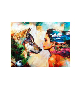 Kurt Ve Kadın Çerçeveli 50x65 Sayılarla Boyama Hobi Seti
