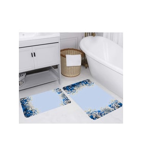 Rovigo Home Dijital Baskılı 2'li Banyo paspas Takımı RVG5249 (Mavi)