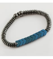 Unisex Onix-Hematit Doğaltaş Bileklik (Lacivert)