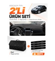 OPEL ASTRA J (2009-2020) Uyumlu Torpido Örtüsü + Deri Bagaj Çantası + Sticker Seti - Siyah