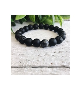 Unisex - Lav - Onix - Labradorit Doğal Taşlı Padore Bileklik  Handmade > Enerjinizi Yükseltin!