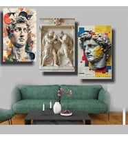 3 LÜ TASARIM ROMA HEYKELLERİ Ev Duvar Salon Güzellik Salonu Ofis Dükkan Dekarasyon Kanvas Tablo (Çok Renkli)