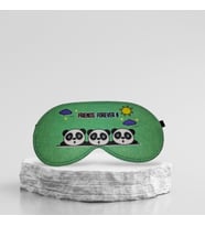 Daima Arkadaşız Yazılı Göz Bandı Sevimli Panda Uyku Bandı Friends Forever Eğlenceli Göz Dinlendirme Bandı (Beyaz)
