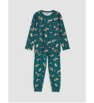 LCW Kids Yeşil Yılbaşı Temalı Erkek Çocuk Pijama Takım
