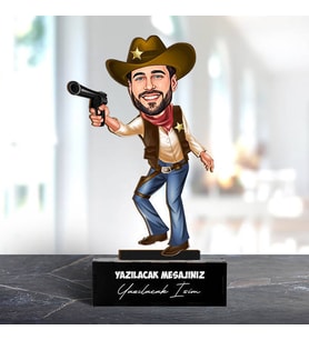 Kişiye Özel Karikatürlü Vahşi Batı Temalı Masa Biblosu