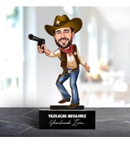 Kişiye Özel Karikatürlü Vahşi Batı Temalı Masa Biblosu