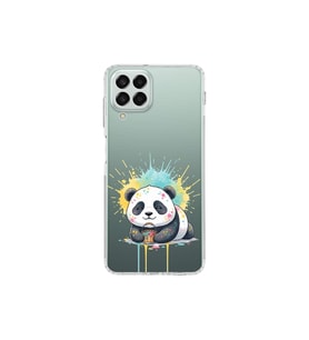 Samsung Galaxy M33 ile Uyumlu Splash Panda Tasarımlı Şeffaf Silikon Kılıf