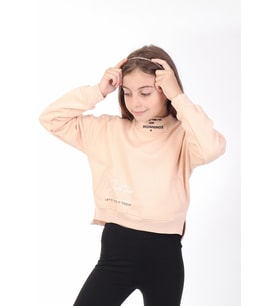 Toontoy Kız Çocuk Baskılı Sweatshirt (Bej)