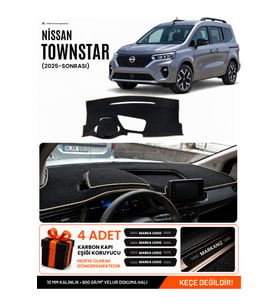 e-biz NİSSAN TOWNSTAR (2025-SONRASI) Uyumlu Torpido Örtüsü, Torpido Kılıfı - Siyah-Bej - NI023