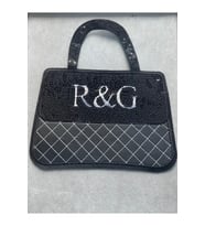 21X21 CM PUL PAYETLİ VE DERİ SİYAH ÇANTA ŞEKLİNDE APLİKE YAMA ARMA