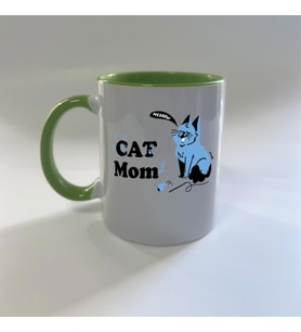 Cat Mom Baskılı Yeşil Mega Kupa