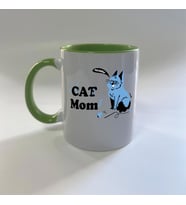 Cat Mom Baskılı Yeşil Mega Kupa