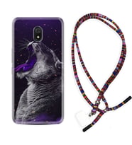 Xiaomi Redmi 8A 8 Pro 9C 9T 10C 11T Pro Kılıf Boyun Asklı Rasta Silikon Purple Leopar 1750