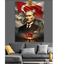 Kurt Ve Mustafa Kemal Atatürk Dekoratif Kanvas - Mdf Ahşap Tablo