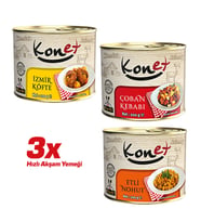 3'lü Hızlı Akşam Yemeği - Hazır Yemek / İzmir Köfte - Çoban Kebabı - Etli Nohut 200g
