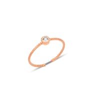 Gümüş rose zirkon taşlı alttan ayarlanabilir burgulu tek taş yüzük SGTL12230ROSE