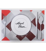 Amerikan Servis Kağıdı Afiyet Olsun Baskılı Beyaz Masa Örtüsü - 29 x 40 Cm. - 100 Adetlik Paket