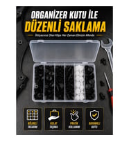 Mey İthalat® Profesyonel Oto Klips Tamir Seti 6 Farklı Model Plastik Sabitleme Pimi Organizer Kutulu