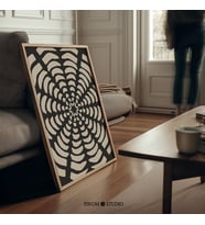 Koyu Boho Soyut Duvar Sanatı, Kasvetli Modern Optik Desenli Poster