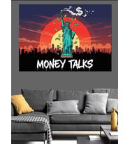 Özgürlük Heykeli Ve Money Talks Dekoratif Kanvas - Mdf Ahşap Tablo