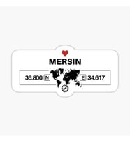 Mersin 2 Gps Harita Sticker Oto Araba Yapıştırma 17CM yazı 282