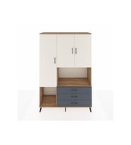 Hyperion Dolap 6 Raflı 3 Çekmeceli 3 Kapaklı 132x44x195 Çam-Aytaşı/Antrasit
