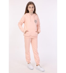 Toontoy Kız Çocuk Nakışlı Eşofman Takım (Pudra)