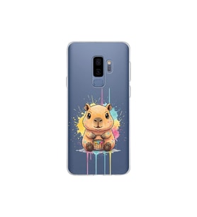 Samsung Galaxy S9 Plus ile Uyumlu Splash Kapibara Tasarımlı Şeffaf Silikon Kılıf