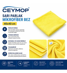 Ceymop Sarı Parlak Mikrofiber Bez 40x40 cm