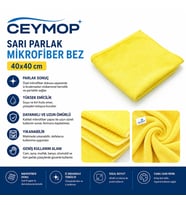 Ceymop Sarı Parlak Mikrofiber Bez 40x40 cm