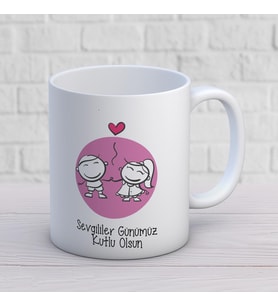 Kişiye Özel Sevgili Temalı Hediyelik Kupa Bardak 1 Adet (Beyaz)