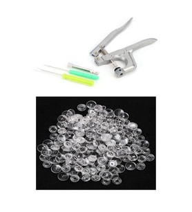 100 Set Plastik 12.5mm Şeffaf Çıt Çıt Ve Plastik Çıt Çıt Takma El Pensesi