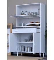 Eliusta Solaira 95 cm Genişlik Kapaklı Mutfak Dolabı 4 Kapaklı, Çekmeceli Çok Amaçlı Mutfak/Banyo Dolabı (Beyaz)