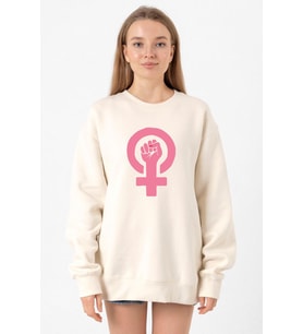 Pink Venus Symbol Hand Ekru Kadın 2ip Sweatshirt