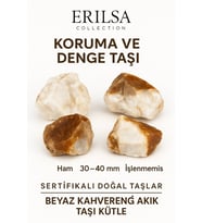 Sertifikalı Ham İşlenmemiş Beyaz - Kahverengi Akik Taşı Kütle – El Taşı  Topraklayıcı Denge ve Doğal Güç (Çok Renkli)