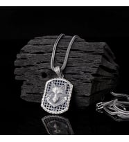 925 Ayar Gümüş Kurt Motifli Unisex Model Kolye (Gri)