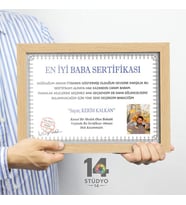 Stüdyo 14 Kişiye Özel En iyi Sertifika Kolaj Tablo - Babalar Günü Hediyesi - Arkadaşa Hediye
