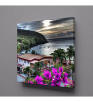 SEVİMLİ SAHİL KASABASI KANVAS TABLO 30x30cm (Karışık)