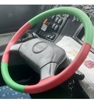 DİKİŞLİ DİREKSİYON KILIFI YEŞİL DERİ KIRMIZI DERİ SİYAH DİKİŞLİ ISUZU OTOBÜS İÇİN