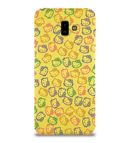 Samsung Galaxy J6 Plus Uyumlu Lansman Kılıf Hello Kitty Tasarımlı İçi Kadife Kapak-Sarı (Şeffaf)