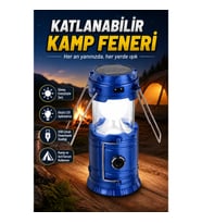 Katlanabilir USB Çıkışlı Şarj Edilebilir Kamp Feneri Çok Fonksiyonlu LED Aydınlatma
