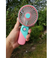USB Şarjlı Mini El Fanı Taşınabilir Vantilatör 3 Kademeli Sessiz Fan Telefon Tutuculu Pembe