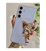 Samsung Galaxy A55 Uyumlu Leopar Desenli Şeffaf Telefon Kılıfı