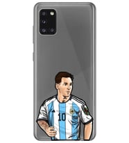 Samsung Galaxy A31 Uyumlu Lionel Messi Desenli Şeffaf Telefon Kılıfı