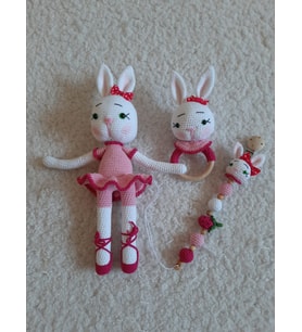 Amigurumi Sevimli Organik Balerin Tavşan Yeni doğan Set