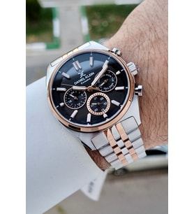 Daniel Klein DKISTE1448 Kadranı Siyah Kordonu Rose Gümüş Renk 43 mm Erkek Kol Saati