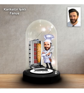 KİŞİYE ÖZEL DÖNER USTASI TASARIMLI IŞIKLI KARİKATÜR FANUS BİBLO FN145