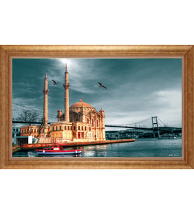 EV İŞYERİ OFİS İÇİN ALTIN ÇERÇEVELİ PASPARTULU TABLO VB890