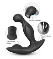 Bat King Wireless Kumandalı Su Geçirmez 360 ° Dönen Titreşimli Lüks Anal Vibratör (Mor)