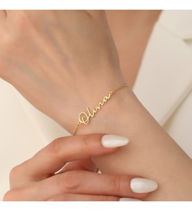Kişiye Özel 925 Ayar Gümüş İsim Bileklik (Gold)